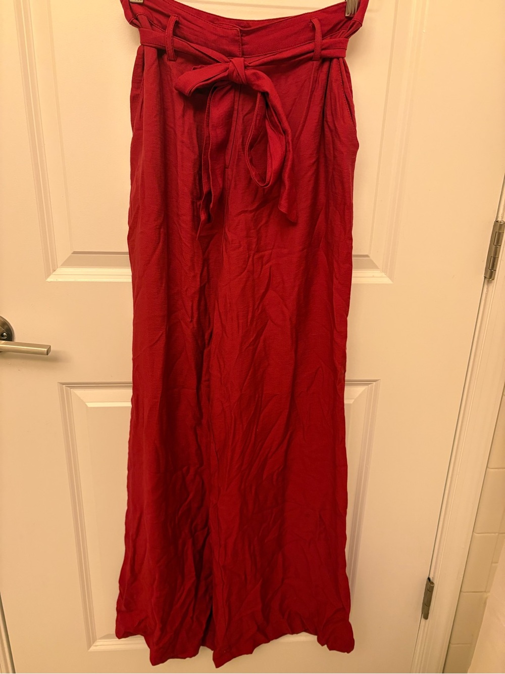 Maeve Anthropologie Red Tie Waist Wide Leg Palazzo Pants Size 2